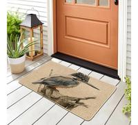 Bird Doormat, Blue and Brown Kingfisher Door Mat for Outdoor & Indoor Entrance Nature Decor, Rubber Waterproof Non-Slip Dust Absorbent Front Doormat, Easy Clean 29x17 Inch