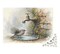 Bird Drinking Water 1000 Piece S Sturdy Cardboard Classic Jigsaw Puzzle Adults Kids Hard Difficult Game Decompression Wall Decor Gift Idea 52x38cm/1000pcs