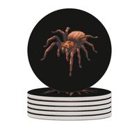Bird Eating Spider Round Ceramic Coasters Non-Slip Cork Base Drinks Holder Craft 6PCS