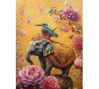 Bird Elephant Paint by Numbers for Adults with Frame, Large Paint by Number Canvas Kits, DIY Color Oil Painting Acrylic Paints with Brushes, Hobbies for Adults Women, Home Wall Decor 70x100cm J8-17