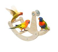 Bird Exercise Wheel - 23.5x15x11cm Wooden Perch Toy, Intelligence Puzzle Stand | Cockatiel Parakeet Conure Canary Lovebird African Grey Cockatoo Macaw Cage Activity Enrichment Physical Mental