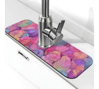 Bird Feathers Pastel Pink Color Faucet Mat | Splash Guard Drip Catching Absorbent Quick-Dry Kitchen Sink Mat