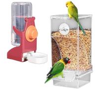 Bird Feeder And Waterer Set Clear Automatic Feed For Parrots Feeder Station