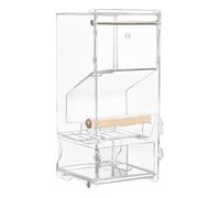 Bird Feeder - Automatic Parrot Feeder | Clear Acrylic Automatic Bird Food Container With Perch, Cage Accessories suitable For Small And Medium Lovebirds, Parakeets