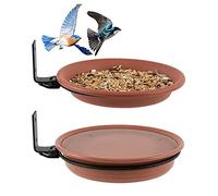 Bird Feeder, Bird Feeding, Bird Feeder Tree Mounted Bird Feeding Tray Plastic Bird Seed Tray Water Bath Bowl For Outdoor Garden Decor 4PCS (2Trays 2Racks)