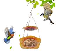 Bird Feeder Bowl - 24 x 24 x 40 cm - Weatherproof Flower Shaped Double Layer Metal Tray | Outdoor Bird Feeder for Food, Water, Pet Aviaries, Finches Watching