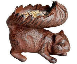 Bird Feeder Cast Iron Squirrel Bird Seed Nuts Food Water Bowl