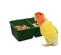 Bird Feeder for Cage, 2 in 1 Parrot Cage Food and Water Bowl, Double Groove Bird Food Bowl for Cage for Hold Food, Water Conjoined Food Box