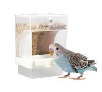 Bird Feeder For Cage - Clear Portable Container Station with Double Feeding Grids - Automatic Bird Cage Feeder,For Parakeets Cockatiels Budgies Pigeons the Backyard