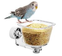 Bird Feeder for Cage Small Pet - Hanging Food Dispenser | Transparent Seed Holder with Clip Attachment, Easy Refill Access for Finches Parakeets Canaries Cockatiels