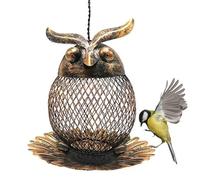 Bird Feeder House - Heavy Duty Metal Squirrel-Proof, Owl Shaped Indoor Bird Food Container, Hanging Wild Feeder | Durable Outdoor Feeders for Garden Patio Balcony Backyard Yard Birds Watching