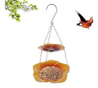 Bird Feeder - Metal Bird Feeder with Flower Design, Double Layer Bowl for Bird Food, Weatherproof and Stable, Easy to Fill, Ideal for Watching Birds on the Patio