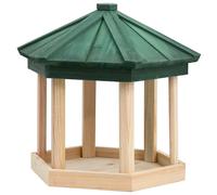 Bird Feeder Natural Wood 33x30 cm Octagon Solid Firwood Hanging Platform Roofed