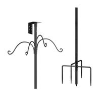 Bird Feeder Pole - 193 x 30 cm Iron Bird Feeder Pole, Closing Sections, Lightweight Weatherproof Outdoor Poles, Adjustable Height Bird Feeder Stand with Hooks for Garden, Yard, Patio