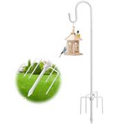 Bird Feeder Pole Hanger - 78 Inch Heavy-duty Shepherds Hooks for Outdoor Garden Decor,Adjustable 5 Prong Shepards Hook Hummingbird Feeder Stand for Hanging Birdfeeders,Wind Chime,Plant - White