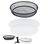 Bird Feeder Station with Metal Mesh Tray and Water Bowl for Outdoor Deck Railing Feeder Platform, Bird Bath and Bowl Replacement Accessory