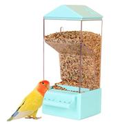 Bird Feeder - Transparent Parrot Food Dispenser, Self Feeding Station for Canary Sparrow, High Capacity Seed Holder, Cage Supply Accessory for Outdoor Aviary, 3.54x2.95 Inches