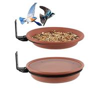 Bird Feeder Tree 4PCS Mounted Bird Feeding Tray 8.27 inch Plastic Seed Tray Water Bath Bowl for Outdoor Garden Decor (2Trays 2Racks) Feeder