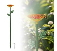 Bird Feeders Drinking Station Metal Cup Outdoor Pollinators Feeders Courtyard Decoration Colorful Flower Design for Garden Décor (B, One Size)