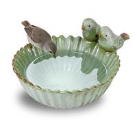 Bird Feeders for The Garden, SUNJULY Bird Bath Bowl, Retro Finish Bird Food Container Holder Fruit Plate Bird Feeder Birdbath Bowl for Garden Aquarium Backyard Outdoor Indoor Decor