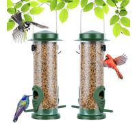 Bird Feeders Hanging Bird Feeder for Outdoor Metal Wild Bird Feeding Heavy Duty Squirrel Proof Bird Feeders 2 Packs-Green