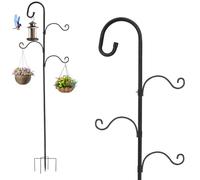 Bird Feeders Hanging Station 77" Adjustable Bird Feeder Pole Stand 4 Hooks