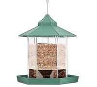 Bird Feeders Hanging Wild Bird Feeder Plastic Wild Bird Feeder with Roof for Garden Patio Park Backyard Yard Decoration Outdoor Waterproof Bird Food Container Lantern Large capacity (Green)