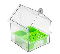 Bird Feeders Pull Out External Parrot Feeder Long Lasting Outdoor Use Decorative Transparent Bird Bath Tub Easy To Fill And Clean (Green, One Size)