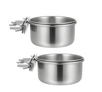 Bird Feeding Bowl Set - Stainless Steel 10 x 4.5 cm, 2 Pieces, Leakproof | Parrot Food Water Bowl for Cockatiels, Parakeets, Turtle Doves | Small Animal Feeder Cage Accessories, Aviary, Haustie