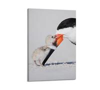 Bird Feeding Chick Wall Art, Realistic Print, Animal Poster, Gentle Canvas Picture, Sweet Decor for Living Room Artistic Wall Mural Modern Hanging Decor Poster08x12inch(20x30cm)