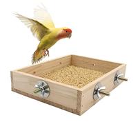 Bird Feeding Cups, Wooden Parrot Perch Stand, Parakeets Food Dish, Cockatiels Feeding Bowl, Cage Accessory for Small Animals Rats Mouse Budgies Love Birds Pigeon Chinchilla