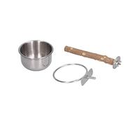 Bird Feeding Dish Cups Stainless Steel Bowl Cage Stand Perch Holder with Clamps Parrot Food Clamp and Prech Stands for Small Medium Parrots