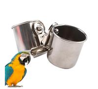 Bird Feeding Dish Cups - Stainless Steel Coop Cup, Sided Bird Cage Water Bowl | Water Bowls Feeders For Separating Food And Drinks, Your Birds Will Have An Easy Convenient Way To Eat Or Drink