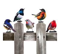 Bird Fence Decoration - Metal Sculptures Painted Color Resistant Rust Resistant 2D 5 Pieces | Handcrafted Outdoor Garden Figurine | For Wall Porch Patio Lawn And Back Garden