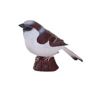 Bird Figurine Hand-Painted Brown-Grey 7.3x7.3x5cm Resin Realistic Sparrow Model