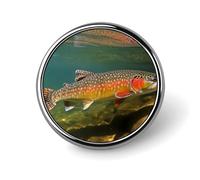 Bird Fire And Water Lapel Pin, Lightweight Fashion Brooch Pin, Personalized Clothing Lapel Pins Accessory, Brook Trout Fly Fishing, Circular