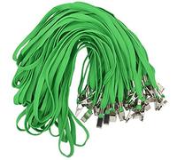 Bird Fiy® 50 Pcs Cotton Lanyard Bulldog Clip 32-inch Flat Braid Neck Lanyard for Id Cards/badges (Green)