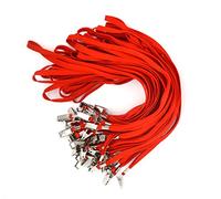 Bird Fiy® 50 Pcs Cotton Lanyard Bulldog Clip 32-inch Flat Braid Neck Lanyard for Id Cards/badges (Red)