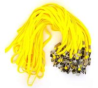 Bird Fiy® 50 Pcs Cotton Lanyard Bulldog Clip 32-inch Flat Braid Neck Lanyard for Id Cards/Badges (Yellow)