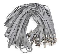 Bird Fiy® 50 Pcs Lanyard Bulldog Clip 32-inch Flat Braid Neck Lanyard for Id Cards/badges (Gray)