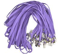 Bird Fiy 50 Pcs Lanyard Bulldog Clip 32-inch Flat Braid Neck Lanyard for Id Cards/badges (Purple)
