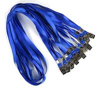 Bird Fiy Blue Lanyards 100 Pack 34" Premium Lanyard Bulldog Clips Bulk Nylon Flat Lanyard with Badge Clip
