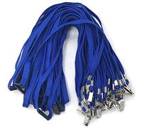 Bird Fiy Lanyards Breakaway Bulk Blue Lanyards Neck Flat Safety Badge Lanyard Bulldog Clip (Blue, 50 PCS)