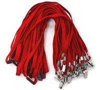 Bird Fiy Lanyards Breakaway Bulk Red Lanyards Neck Flat Safety Badge Lanyard Bulldog Clip (Red, 50 PCS)