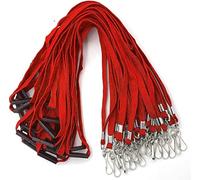 Bird Fiy Lanyards Safety Red Lanyards Neck Flat Premium Breakaway Badge Lanyard with J-Hook for ID Nametag Badge Holder (Red, 50 PCS)