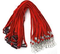 Bird Fiy Lanyards Safety Red Lanyards Neck Flat Premium Breakaway Badge Lanyard with J-Hook for ID Nametag Badge Holder (Red, 25 PCS)