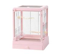 Bird Flight Cage For Canary Parakeet Bird Cage Glass Metal With Bottom Tray Parrot For Parakeet Lovebirds Home Decor(Pink)