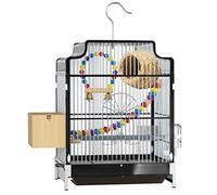 Bird Flight Cage Rust Resistant Metal Cage with Rooftop Ladder and Playtop for Cockatiels Parakeets Lovebirds Flight Perches Birdcage (A 33.8x31x45.5cm)