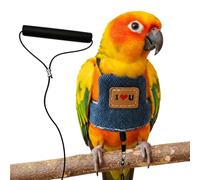 Bird Flight Harness & Leash, Self-Adhesive Denim Birds Diaper with 6.5Ft Flying Leash, Escape-Proof Parrot Flight Suit for Small-Medium Parrots