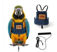 Bird Flight Harness Vest, Adjustable Training Design Anti-Bite, Suit with Leash for Parakeets Cockatiels Conures Budgies, Bird Flying Clothes with Rope and Handle (cowboy S)